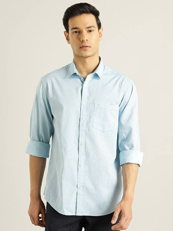 Indian Terrain Men All Over Print Light Blue Shirt